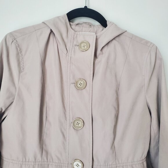 VILA CLOTHING Quality Women's Hooded Trench Coat Jacket Babydoll Loose Fit MED - Picture 2 of 12